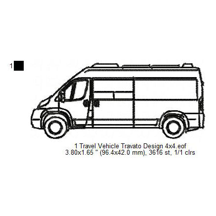 Travel Vehicle Travato Line Art Machine Embroidery Digitized Design Files