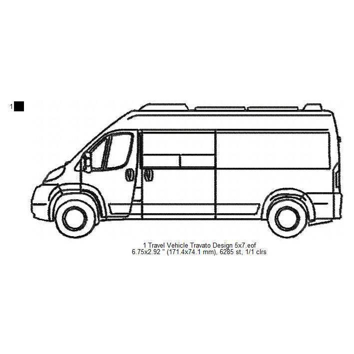 Travel Vehicle Travato Line Art Machine Embroidery Digitized Design Files