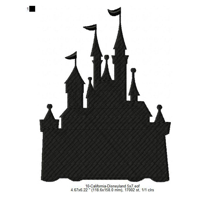 California Disneyland Silhouette Machine Embroidery Digitized Design Files