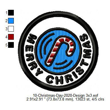 Merry Christmas Tree Ornaments Merit Badge Machine Embroidery Digitized Design Files