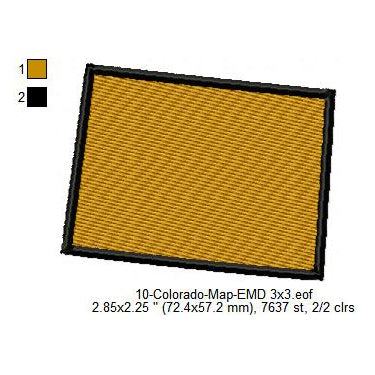 Colorado State Map Machine Embroidery Digitized Design Files
