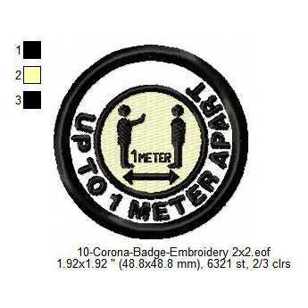 Up To 1 Minute Apart Corona Awareness Badge Machine Embroidery Digitized Design Files