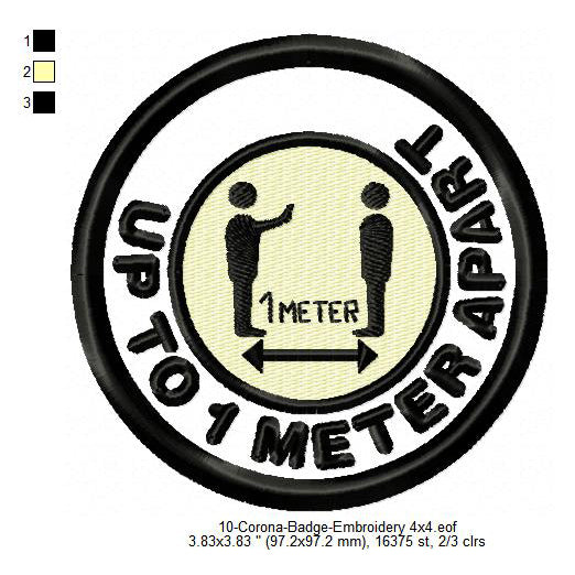 Up To 1 Minute Apart Corona Awareness Badge Machine Embroidery Digitized Design Files