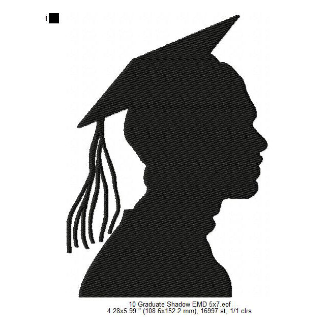 Graduation Ceremony Student Silhouette Machine Embroidery Digitized De ...