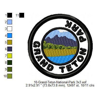 Grand Teton National Park Merit Badge Machine Embroidery Digitized Design Files