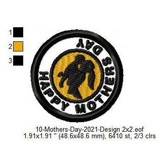 Happy Mothers Day Silhouette Merit Badge Machine Embroidery Digitized Design Files