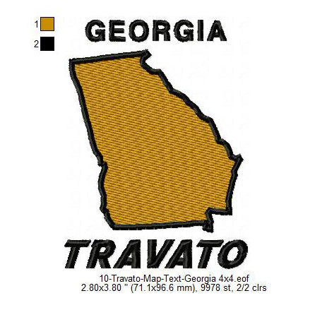 Travato Georgia State Map Designs Machine Embroidery Digitized Design Files