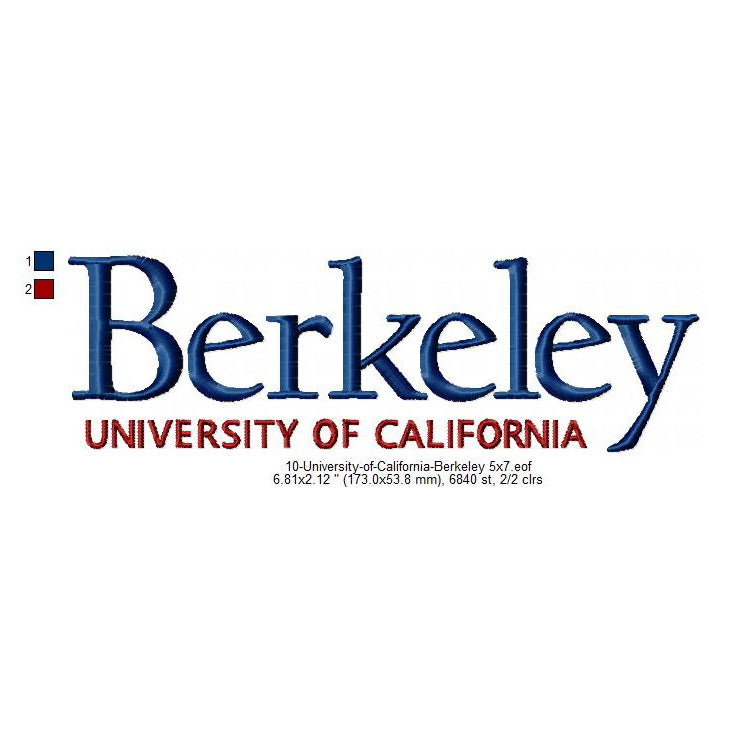 University of California Berkeley Logo Machine Embroidery Digitized Design Files