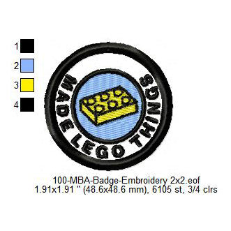 Made Lego Things Merit Adulting Badge Machine Embroidery Digitized Design Files