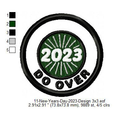 Do Over 2023 New Year Wishing Merit Badge Machine Embroidery Digitized Design Files