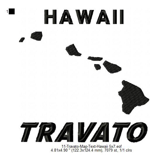 Travato Hawaii State Map Designs Machine Embroidery Digitized Design Files