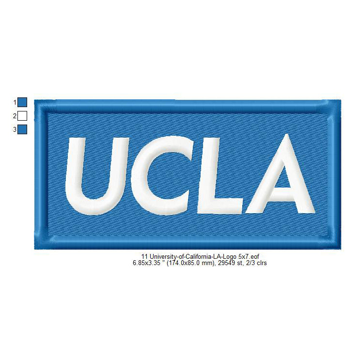 University of California LA Logo Machine Embroidery Digitized Design Files