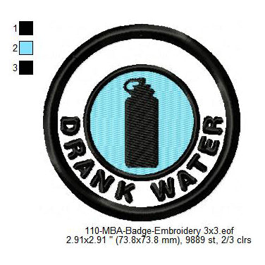 Drank Water Daily Life Merit Adulting Badge Machine Embroidery Digitized Design Files