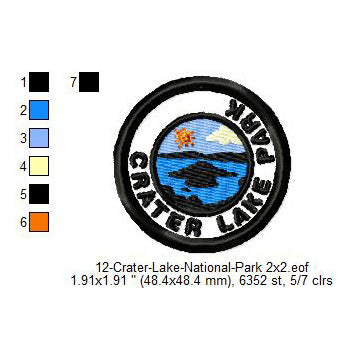 Crater Lake National Park Merit Badge Machine Embroidery Digitized Design Files