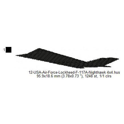 Lockheed F-117A Nighthawk Aircraft Silhouette Machine Embroidery Digitized Design Files