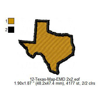 Texas State Map Machine Embroidery Digitized Design Files