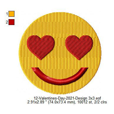Valentines Day Love Emoji Machine Embroidery Digitized Design Files