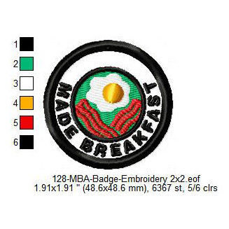 Made Breakfast Merit Adulting Badge Machine Embroidery Digitized Design Files