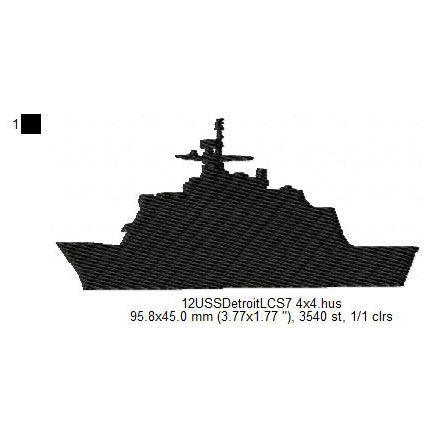 USS Detroit LCS-7 Ship Silhouette Machine Embroidery Digitized Design Files