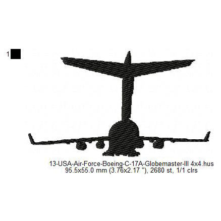Boeing C-17 Globemaster III Aircraft Silhouette Machine Embroidery Digitized Design Files