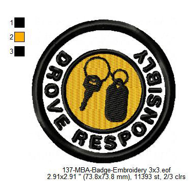 Drove Responsibly Merit Adulting Badge Machine Embroidery Digitized Design Files