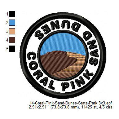 Coral Pink Sand Dunes State National Park Merit Adulting Badge Machine Embroidery Digitized Design Files