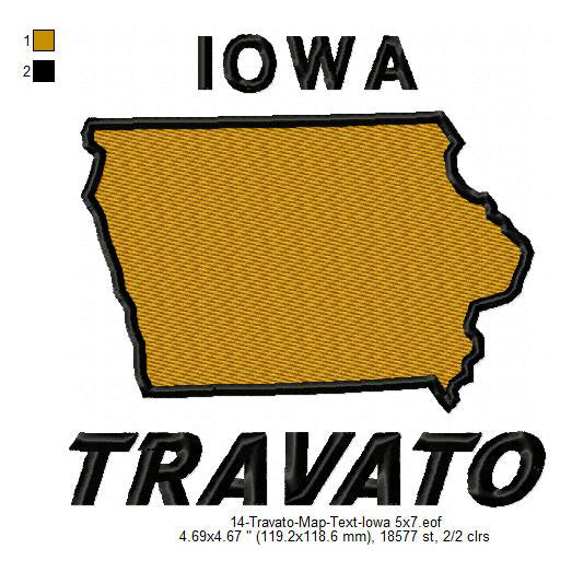 Travato Iowa State Map Designs Machine Embroidery Digitized Design Files