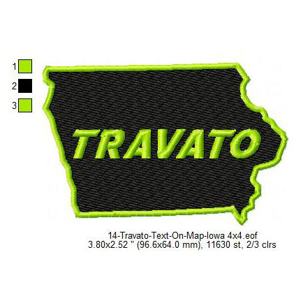 Travato Iowa State Map Designs Machine Embroidery Digitized Design Files