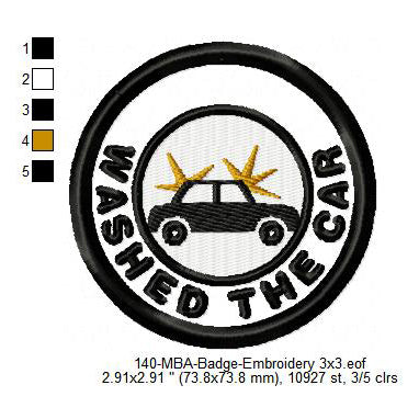 Washed The Car Silhouette Merit Adulting Badge Machine Embroidery Digitized Design Files
