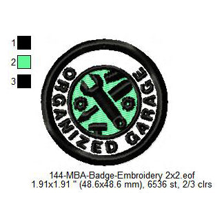 Organized Garage Merit Adulting Badge Machine Embroidery Digitized Design Files