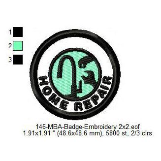 Home Repair Daily Life Merit Adulting Badge Machine Embroidery Digitized Design Files