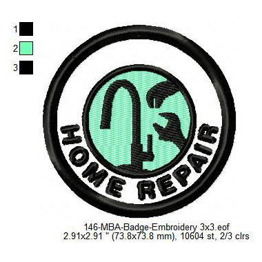 Home Repair Daily Life Merit Adulting Badge Machine Embroidery Digitized Design Files
