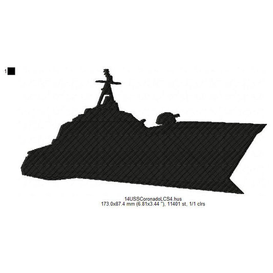 USS Coronado LCS-4 Ship Silhouette Machine Embroidery Digitized Design Files