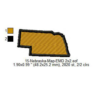 Nebraska State Map Machine Embroidery Digitized Design Files