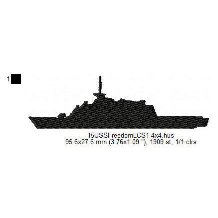 USS Freedom LCS-1 Silhouette Machine Embroidery Digitized Design Files