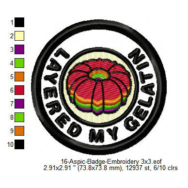 Layered My Gelatin Aspic Merit Adulting Badge Machine Embroidery Digitized Design Files