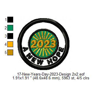 A New Hope 2023 New Year Wishing Merit Badge Machine Embroidery Digitized Design Files