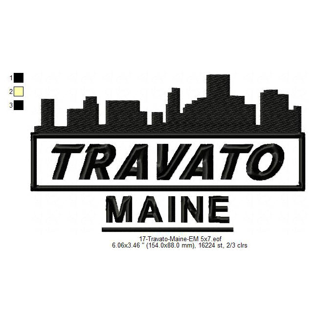 Travato Maine State Designs Machine Embroidery Digitized Design Files