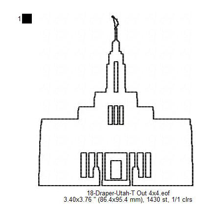 Draper Utah LDS Temple Outline Machine Embroidery Digitized Design Files