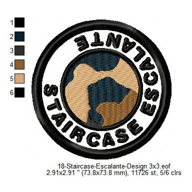 Staircase Escalante State National Park Merit Adulting Badge Machine Embroidery Digitized Design Files