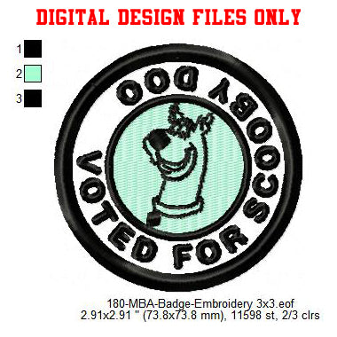 Voted For Scooby Doo Outline Merit Adulting Badge Machine Embroidery Digitized Design Files
