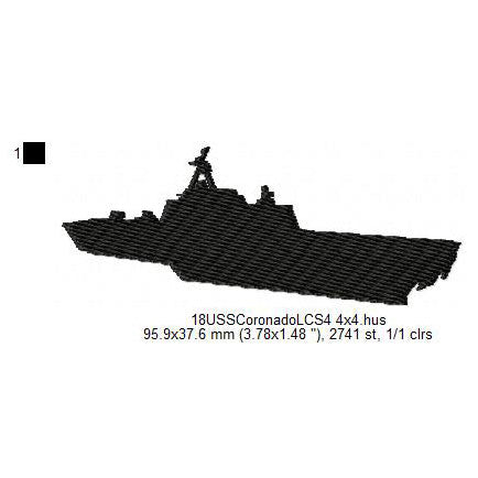 USS Coronado LCS-4 Silhouette Machine Embroidery Digitized Design Files