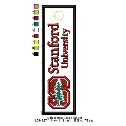 Stanford University Bookmark Machine Embroidery Digitized Design Files