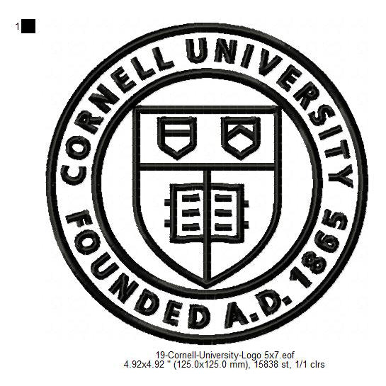 Cornell University Logo Machine Embroidery Digitized Design Files