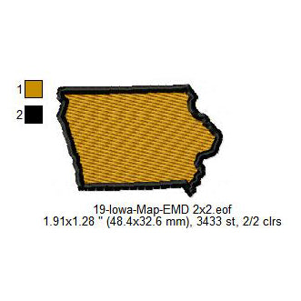 Iowa State Map Machine Embroidery Digitized Design Files