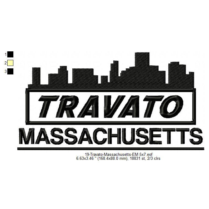 Travato Massachusetts State Designs Machine Embroidery Digitized Design Files