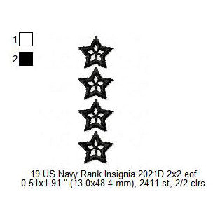 US Navy Rank Admiral ADM Insignia Patch Machine Embroidery Digitized Design Files
