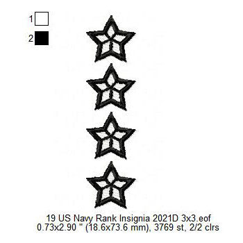 US Navy Rank Admiral ADM Insignia Patch Machine Embroidery Digitized Design Files