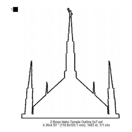 Boise Idaho LDS Temple Outline Machine Embroidery Digitized Design Files