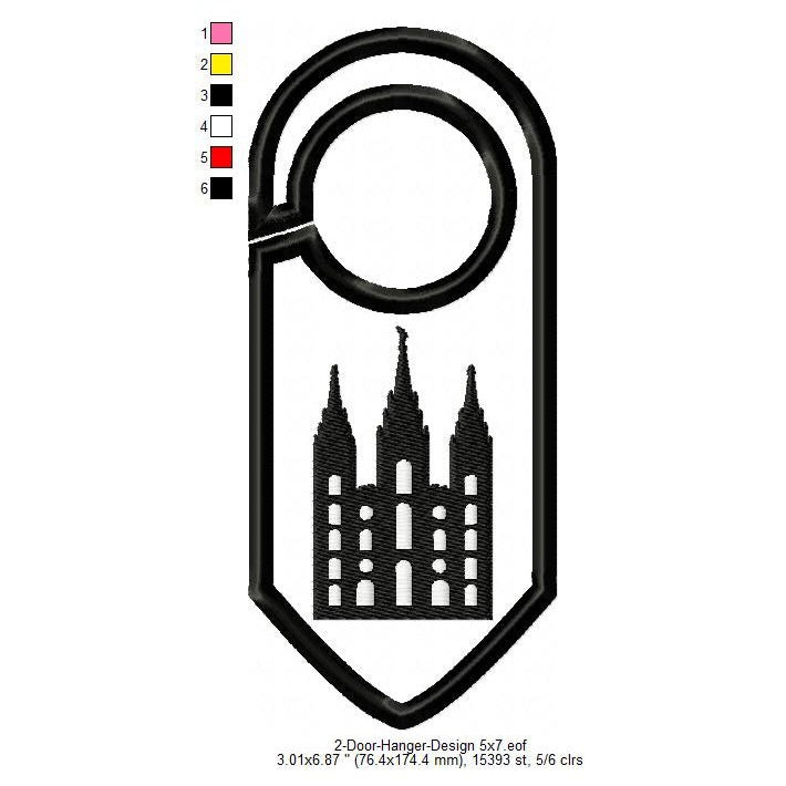 Salt Lake City LDS Temple Door Hanger Patch Machine Embroidery Digitized Design Files